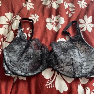 Victoria's Secret Black Floral Lace Bra- unlined Demi